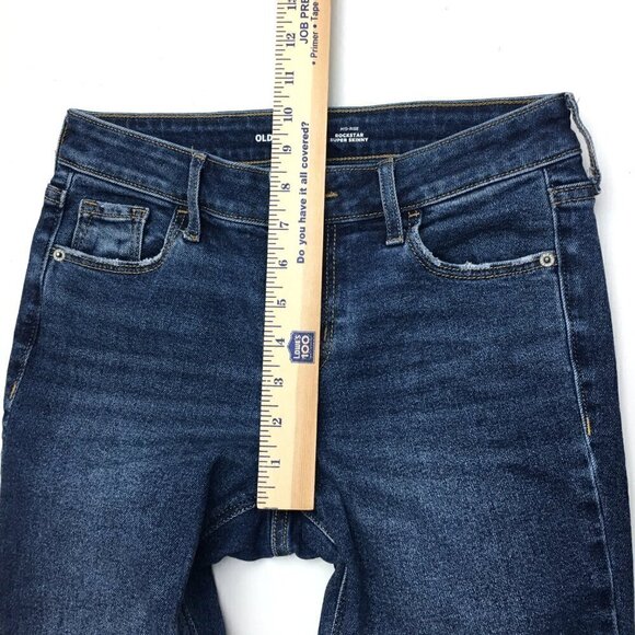 Old Navy Women's Jeans Rockstar Super Skinny Mid Rise Fray Hems size 2 length 26 - Picture 6 of 8